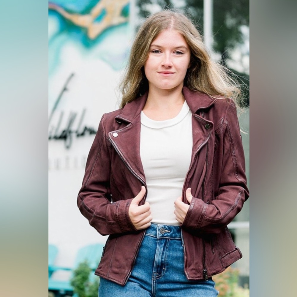 Mauritius Twila Wine Leather Jacket NWT
